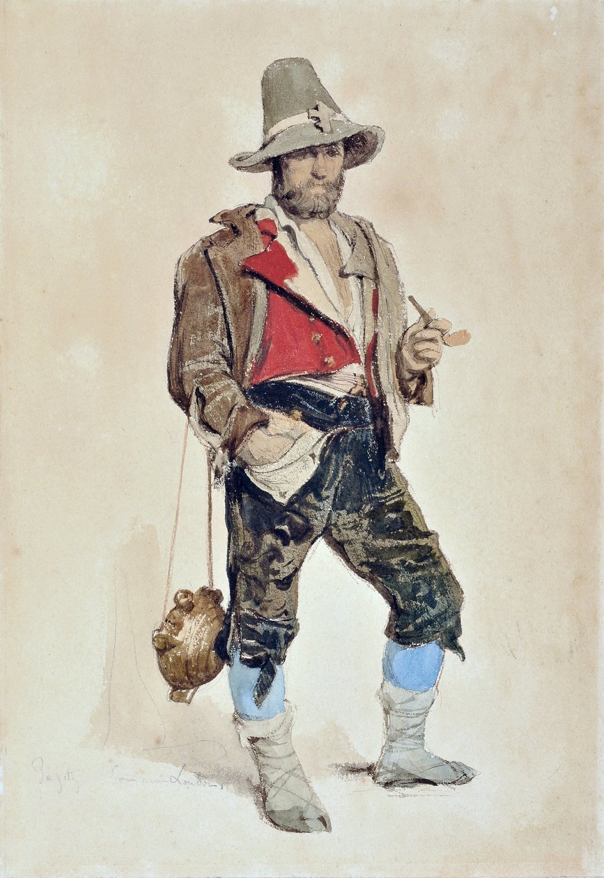 Taidemaalari Emile Loubonin (1809-1863) muotokuva (akvarelli) tekijältä Dominique Louis Papety