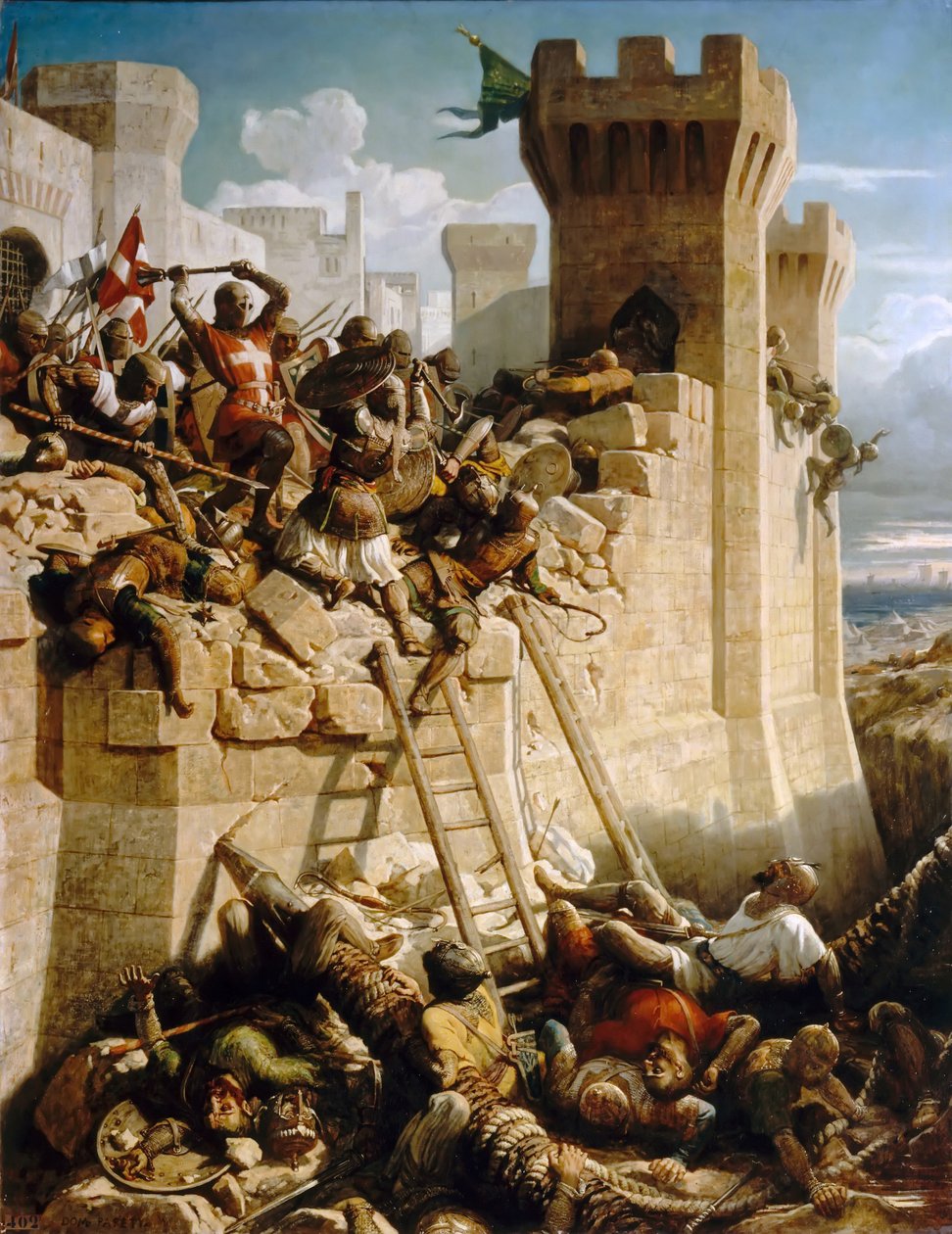 Guillaume de Clermont puolustamassa muureja Acren piirityksessä, 1291 tekijältä Dominique Papety