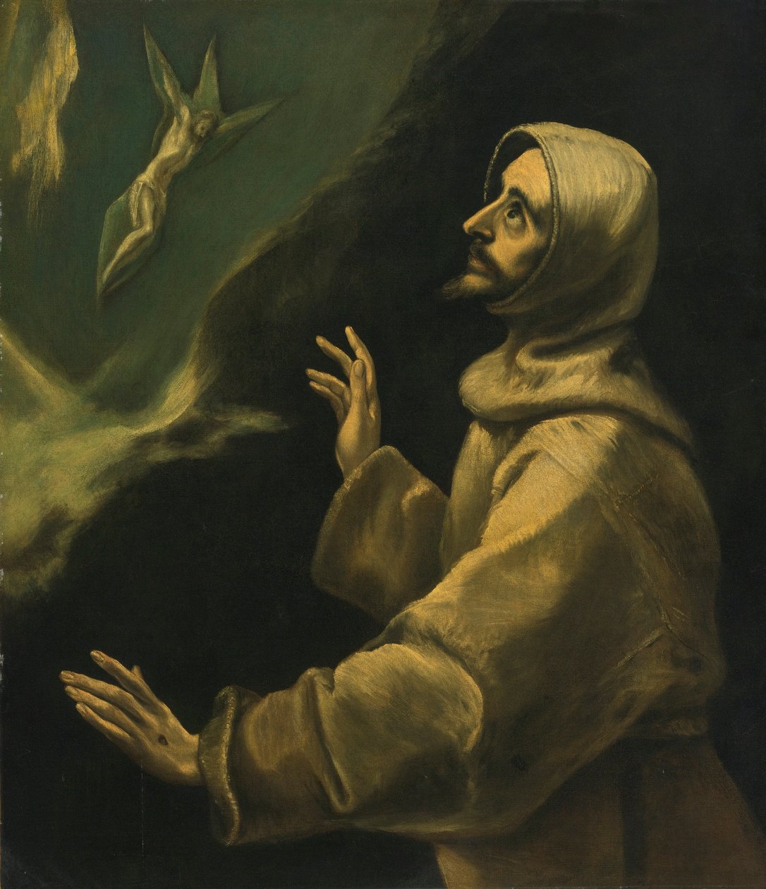 Pyhä Franciscus Assisilainen vastaanottaa stigmatat tekijältä El Greco