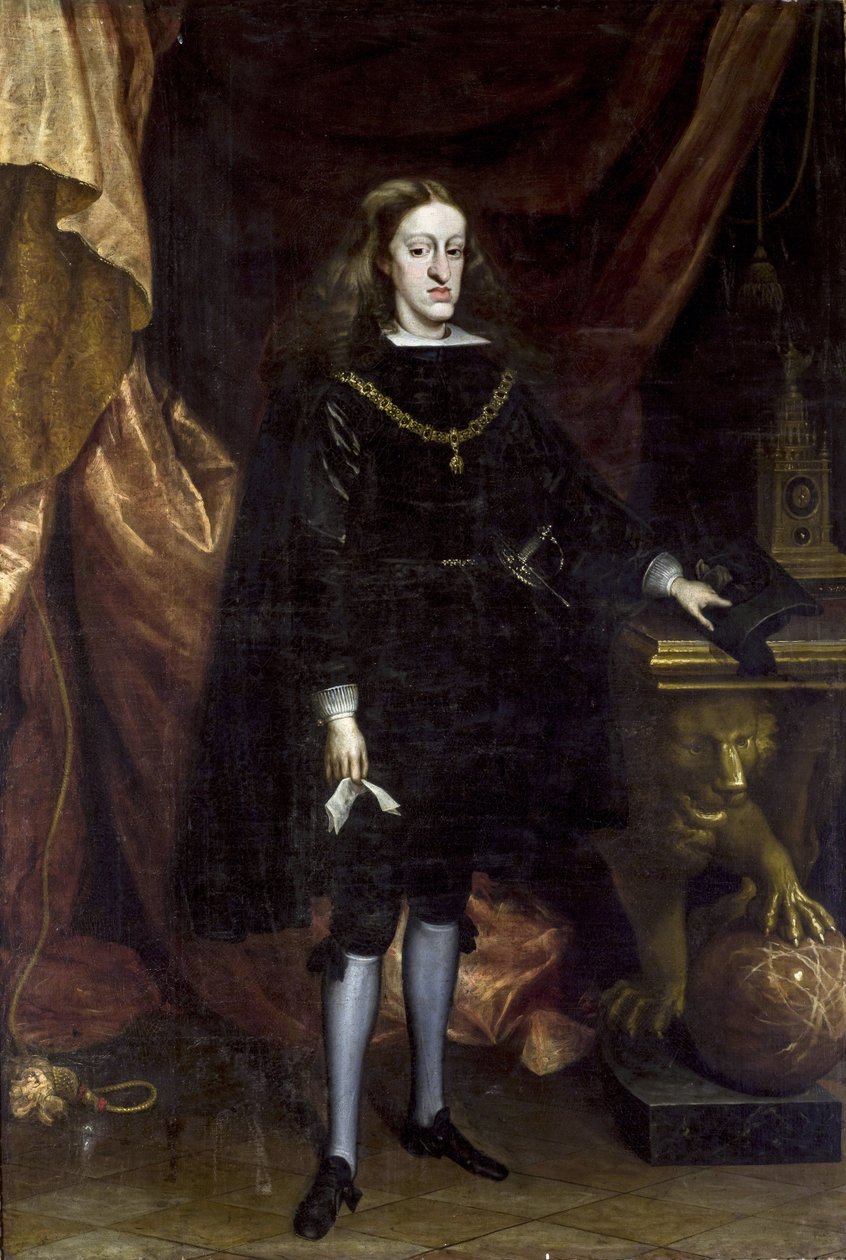 Barokki: Espanjalainen Kaarle II, joka tunnetaan nimellä Ensorcele - Espanjalaisen Kaarle II:n muotokuva Carreno de Miranda, Juan (1614-1685) tekijältä Don Juan Carreno de Miranda
