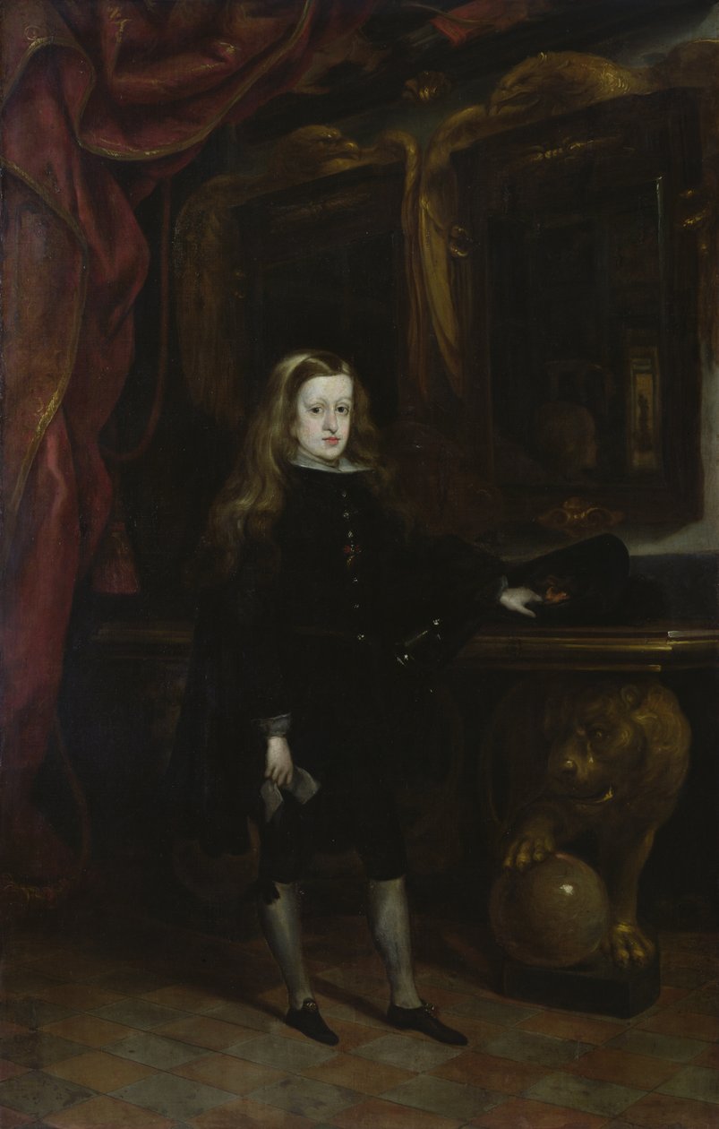 Kaarle II:n (1661-1700) muotokuva Habsbourgista 12-vuotiaasta 1673-85 tekijältä Don Juan Carreno de Miranda