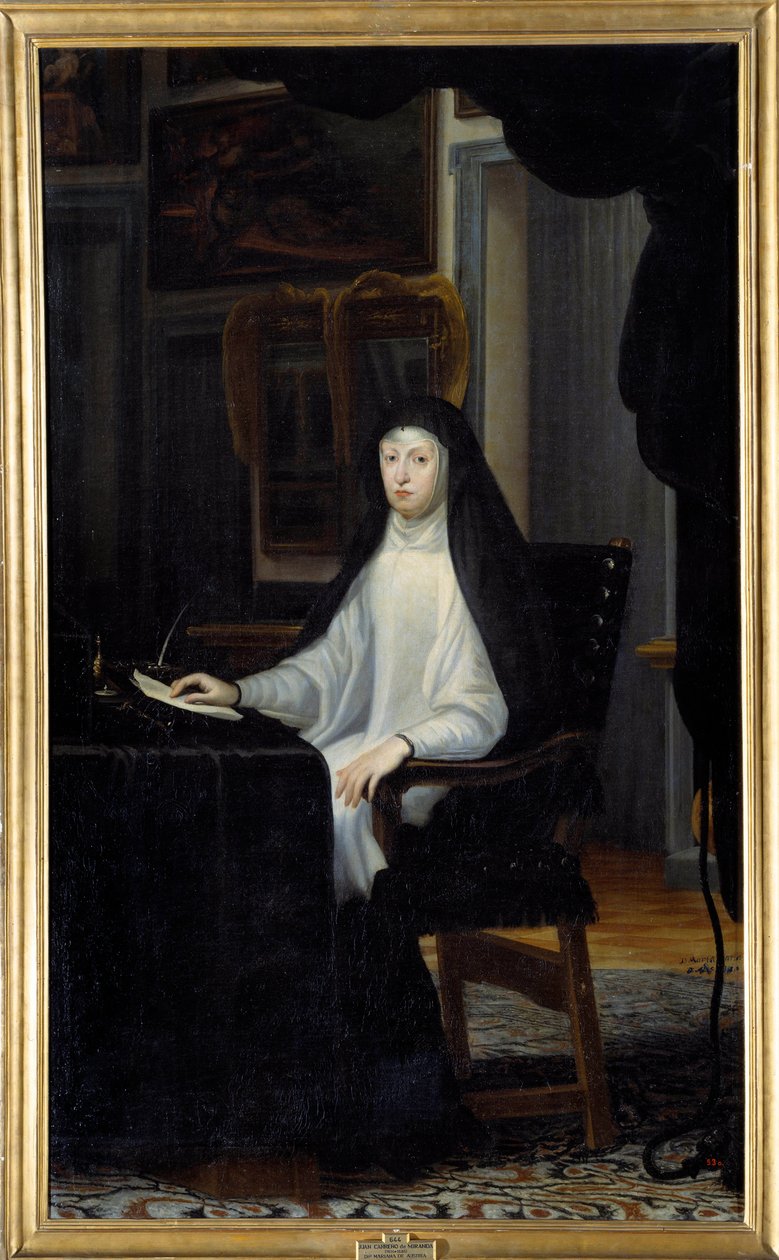 Itävallan kuningatar Mary Annen muotokuva leskenä (1634 - 1696). Juan Carreno De Mirandan (1614-1685) maalaus Ec. Esp tekijältä Don Juan Carreno de Miranda