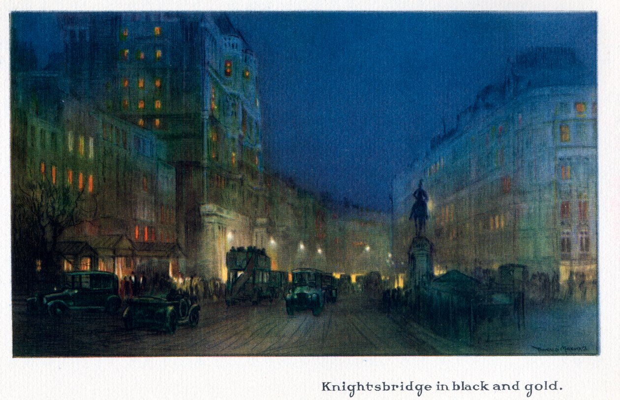 Knightsbridge mustana ja kultaisena, teoksesta 