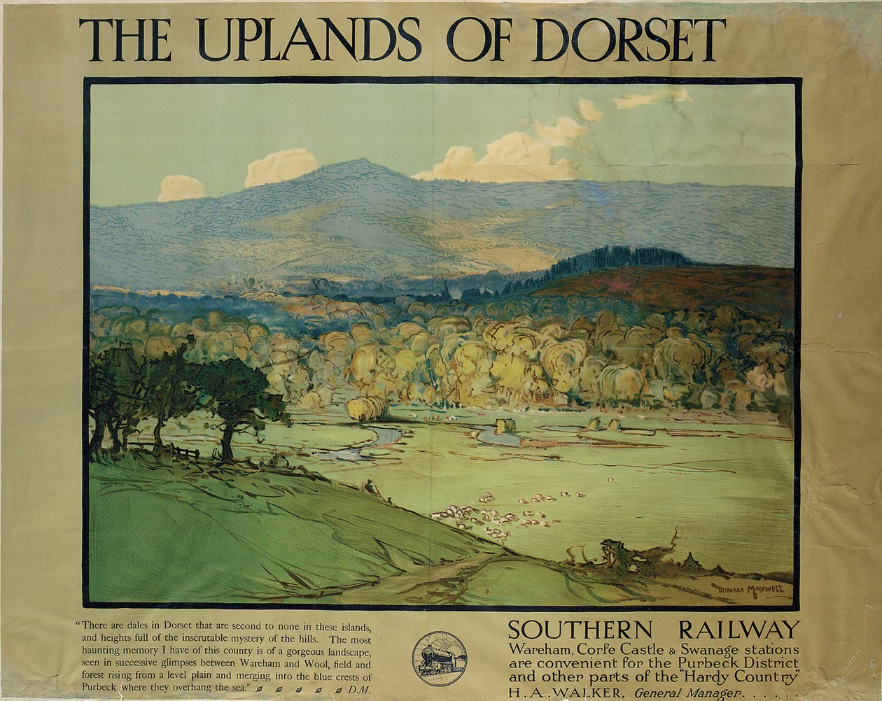 Dorsetmin ylänkö n. 1924 (väri litho) tekijältä Donald (after) Maxwell