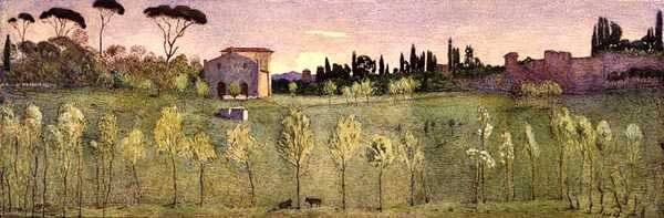 Villa Borghese, Rooma (akvarelli) tekijältä Donald Andrew Brown