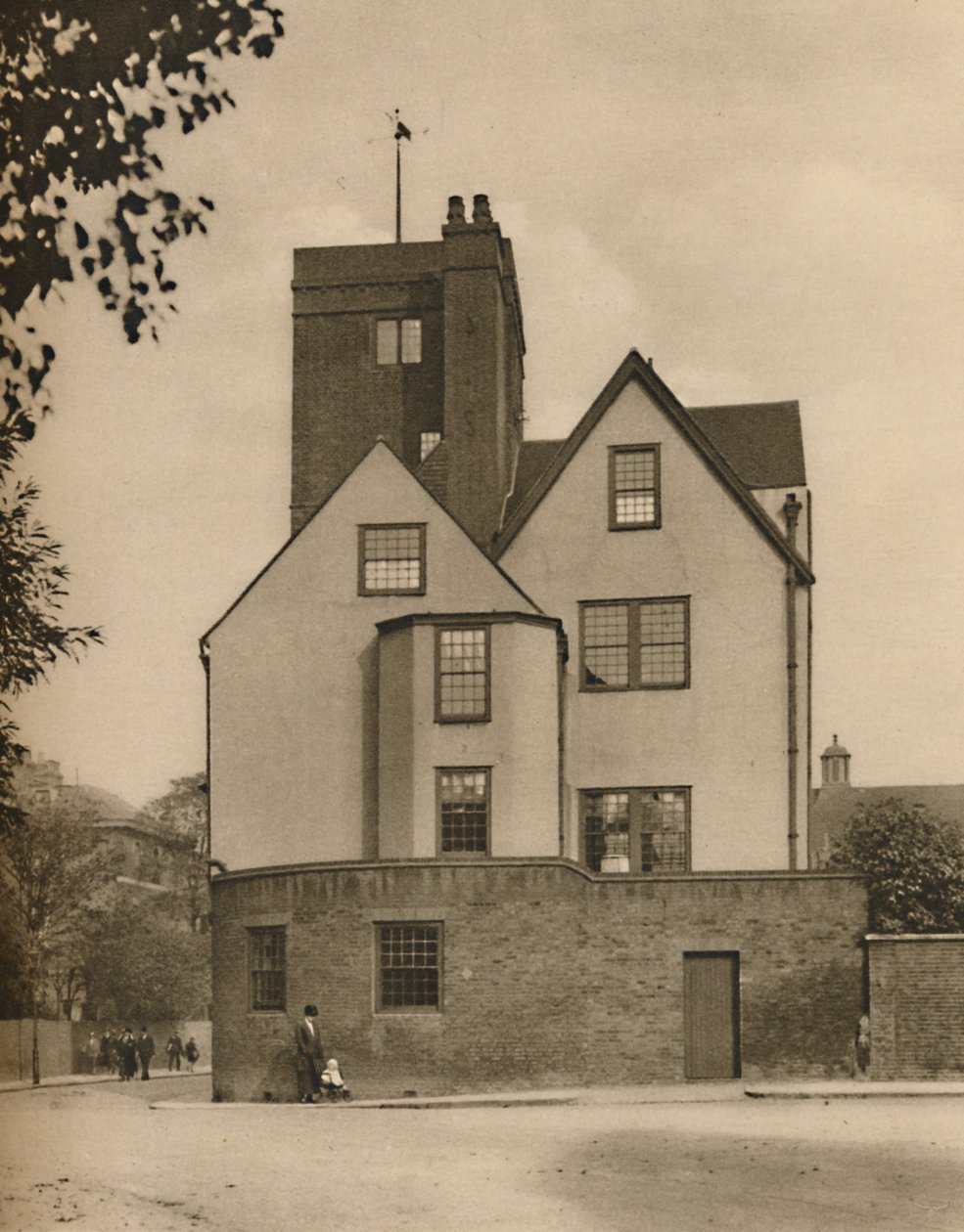 Canonbury Tower, sosiaaliklubiksi muutettu vanha kartano, vuodelta 1935. tekijältä Donald McLeish
