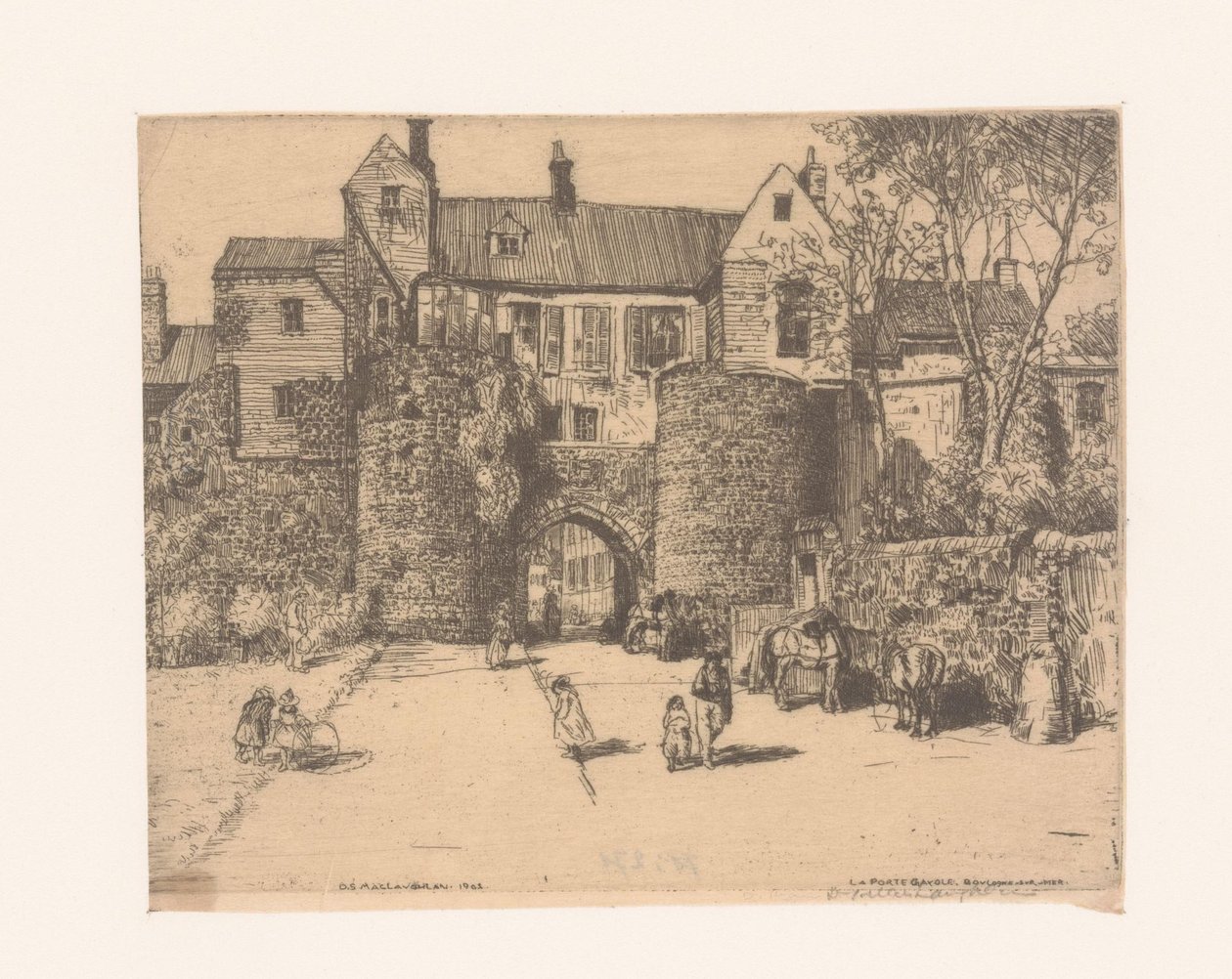 Porte Gayolesta Boulogne-sur-Meristä Gayole-portti, Boulogne-sur-Mer (otsikko esineessä) tekijältä Donald Shaw MacLaughlan
