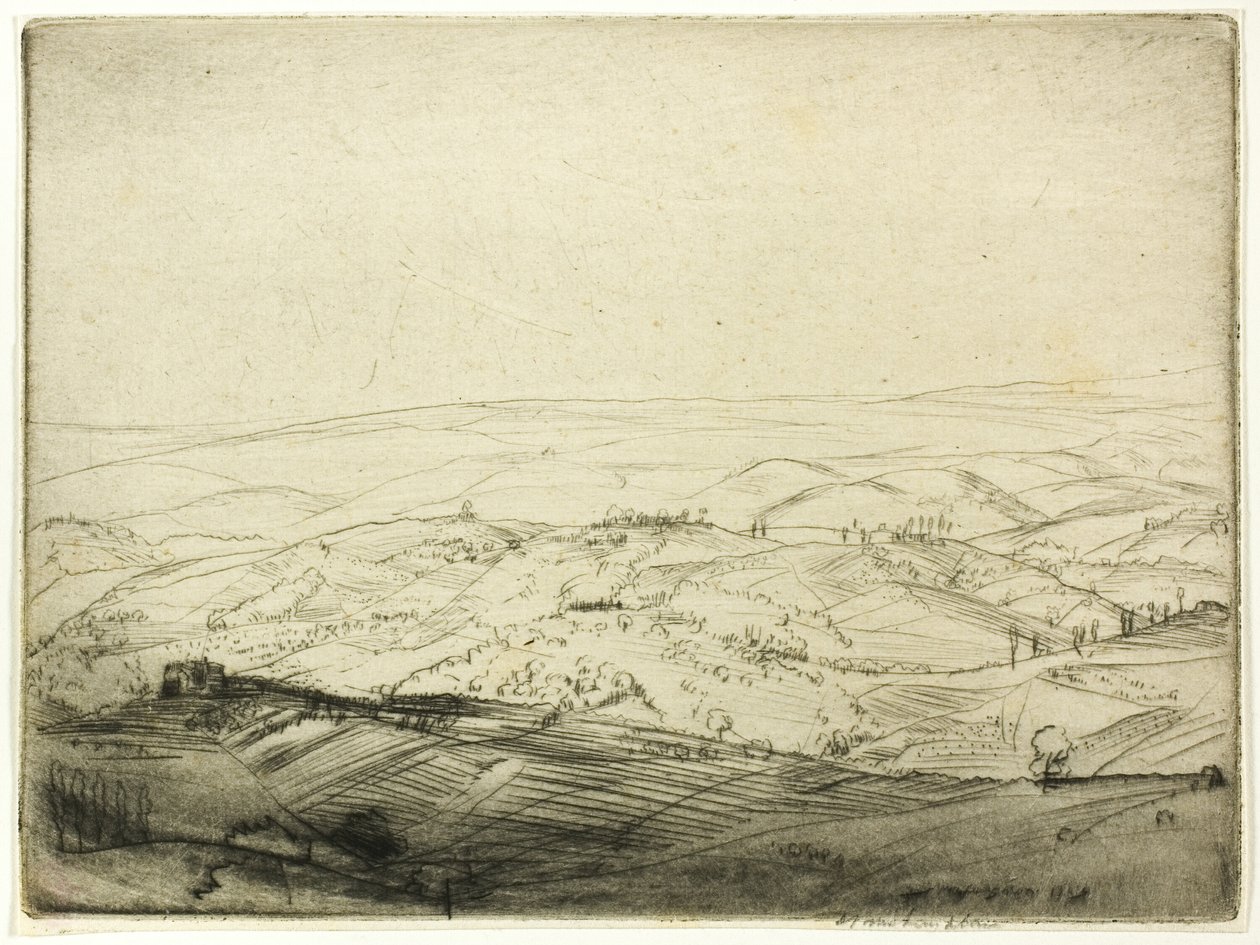 Luonnos San Gimignanon muureilta tekijältä Donald Shaw MacLaughlan