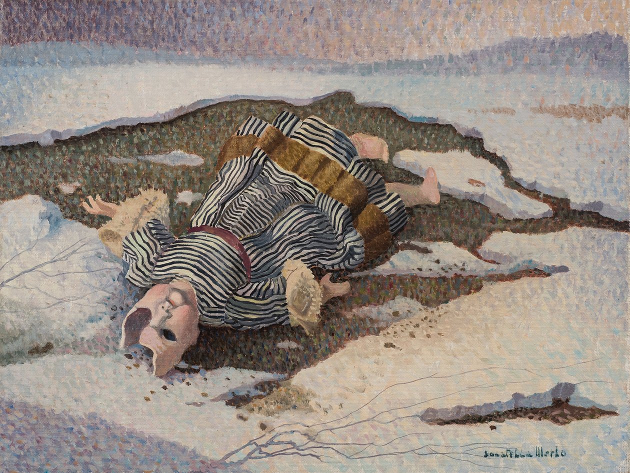 Hylätty nukke, n. 1981 (öljy kankaalle) tekijältä Donatella Merlo