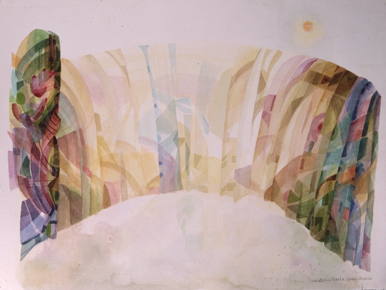 Iguazú, Brasilia, vesiputous, noin 1992 (vesiväri paperille). tekijältä Donatella Merlo