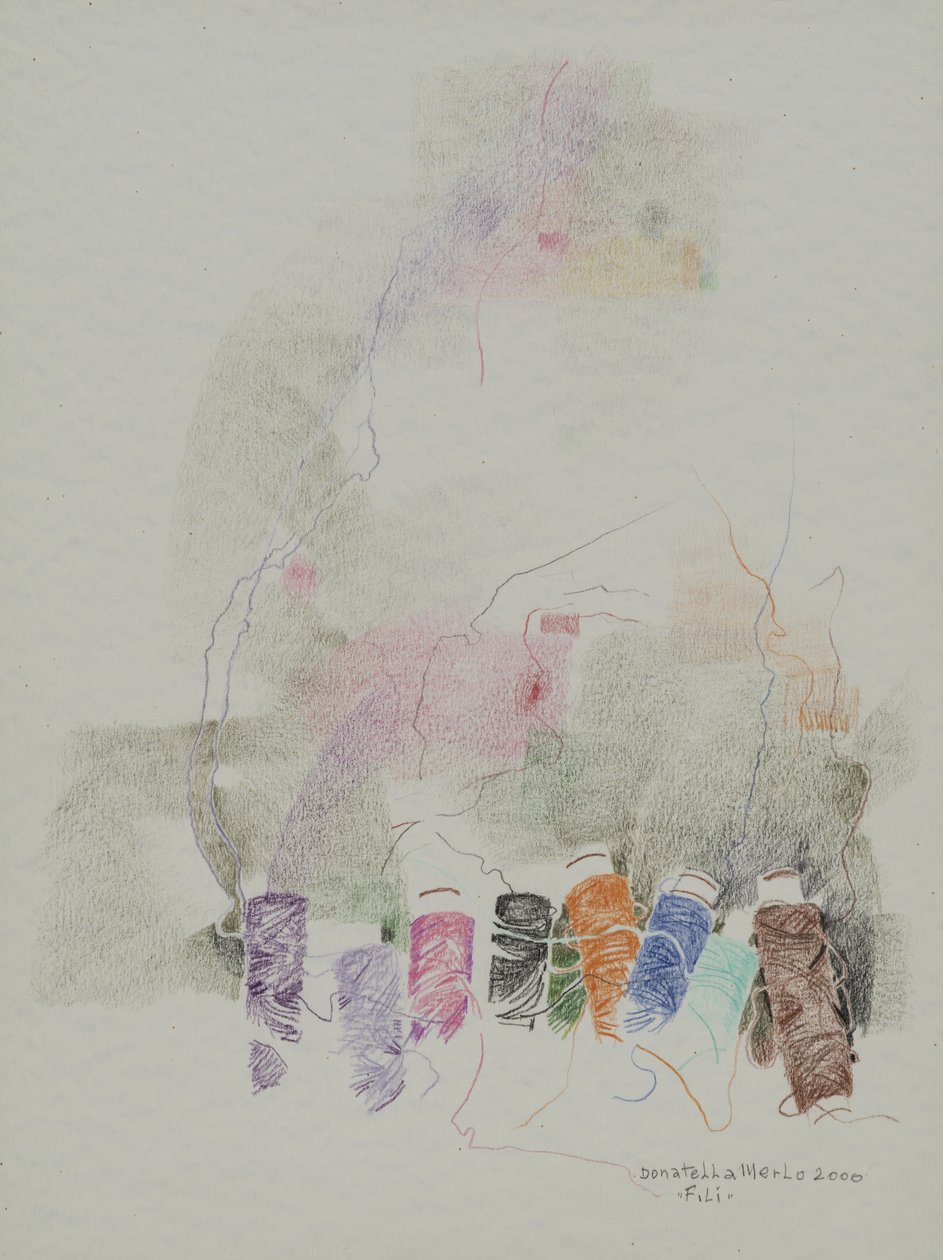 Threads, 2000 (värikynät paperille) tekijältä Donatella Merlo