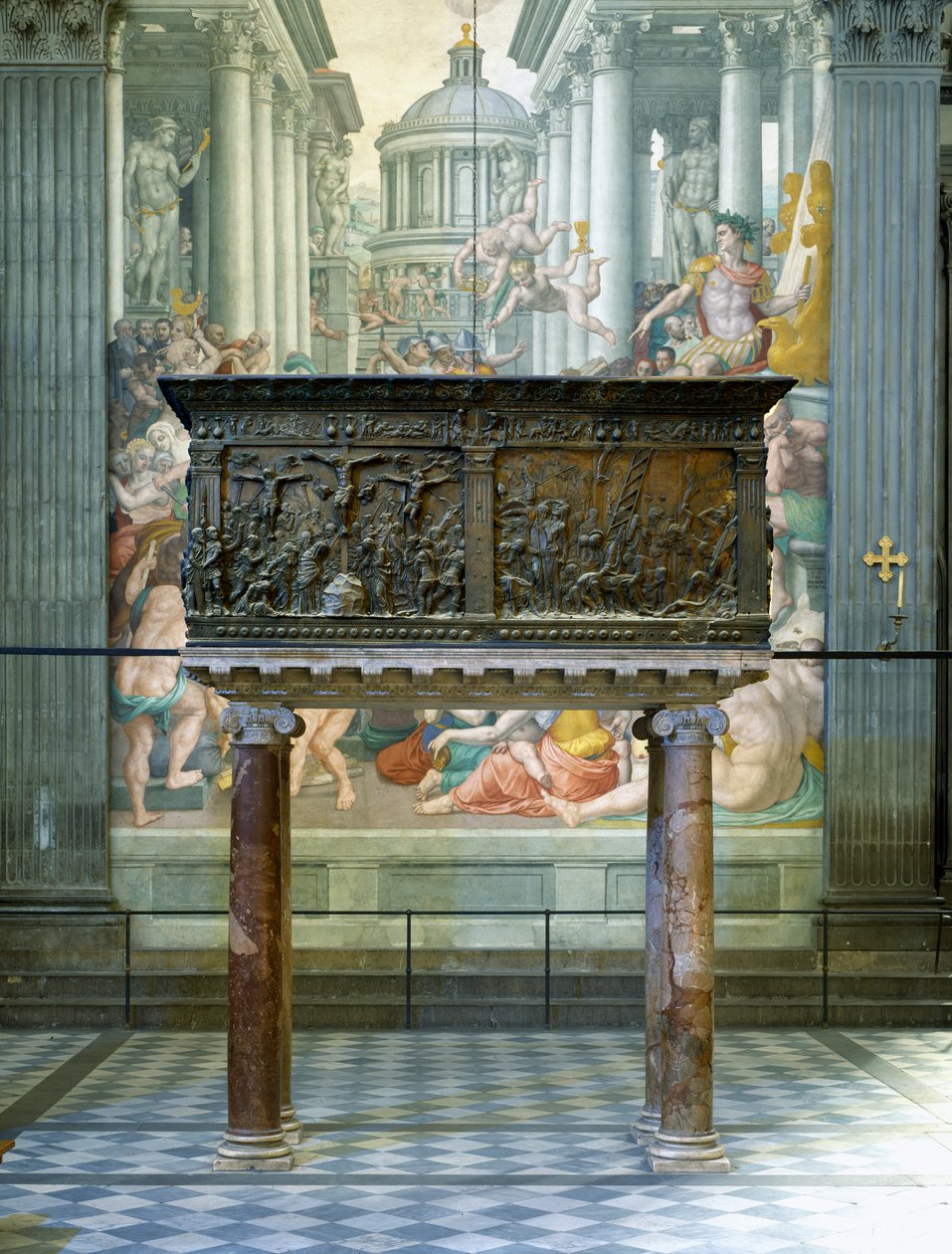 Vasen saarnatuoli, Basilica di San Lorenzo, Firenze, 1460 (pronssi) tekijältä Donatello