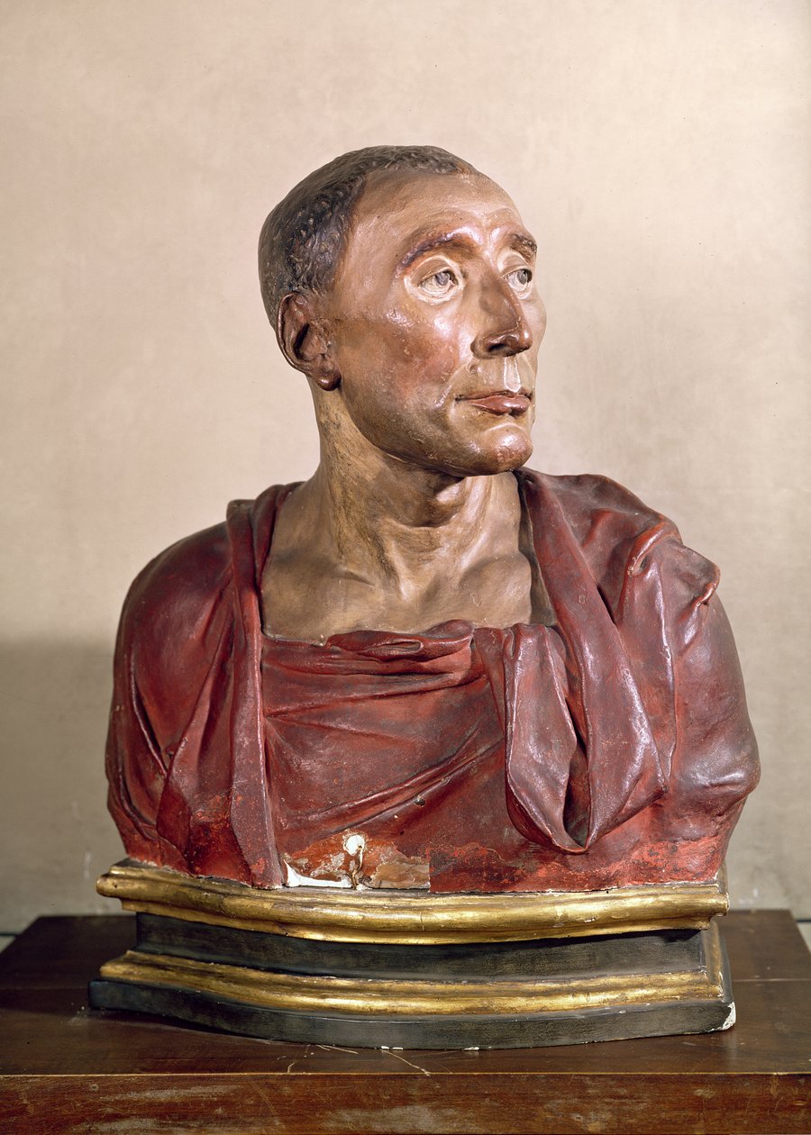 Condottiere Niccolo da Uzzanon (1359-1431) muotokuva (monivärinen terrakotta) (katso myös 100339 ja 228520) tekijältä Donatello