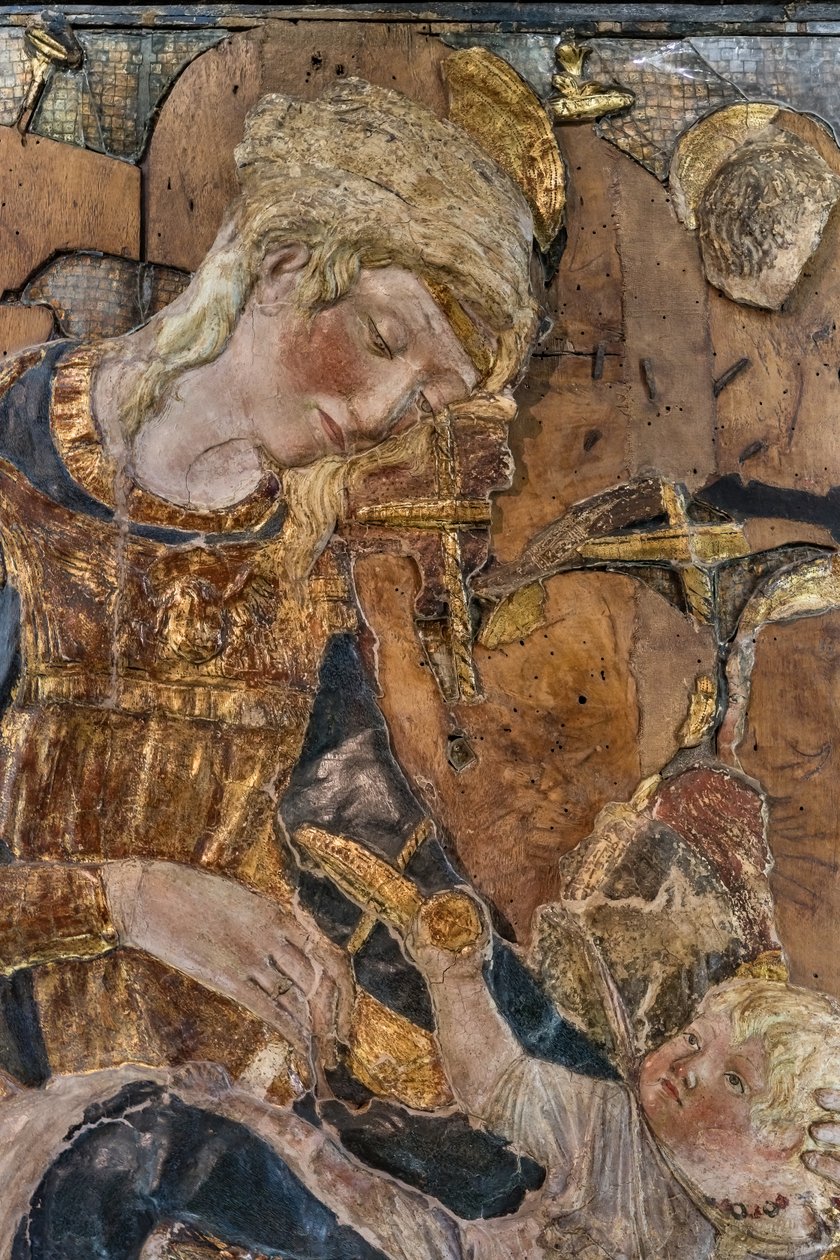 Madonna lapsineen ja enkeleineen, ennen vuotta 1443 (monivärinen stukki). tekijältä Donatello