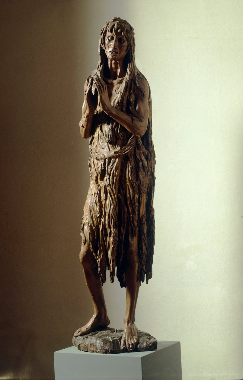 Donatellon katuva Magdaleena (n. 1386-1466), puinen patsas tekijältä Donatello