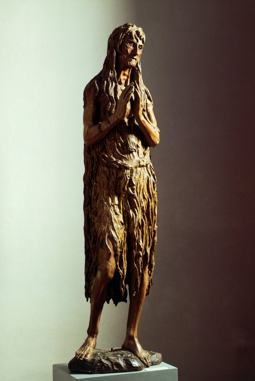 Donatellon katuva Magdaleena (n. 1386-1466), puinen patsas tekijältä Donatello