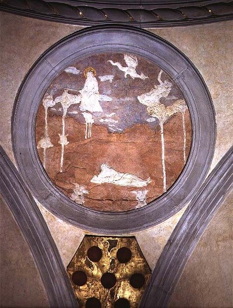 St. John on Patmos, spandrel-medaljonki, n. 1425 (kipsi) tekijältä Donatello