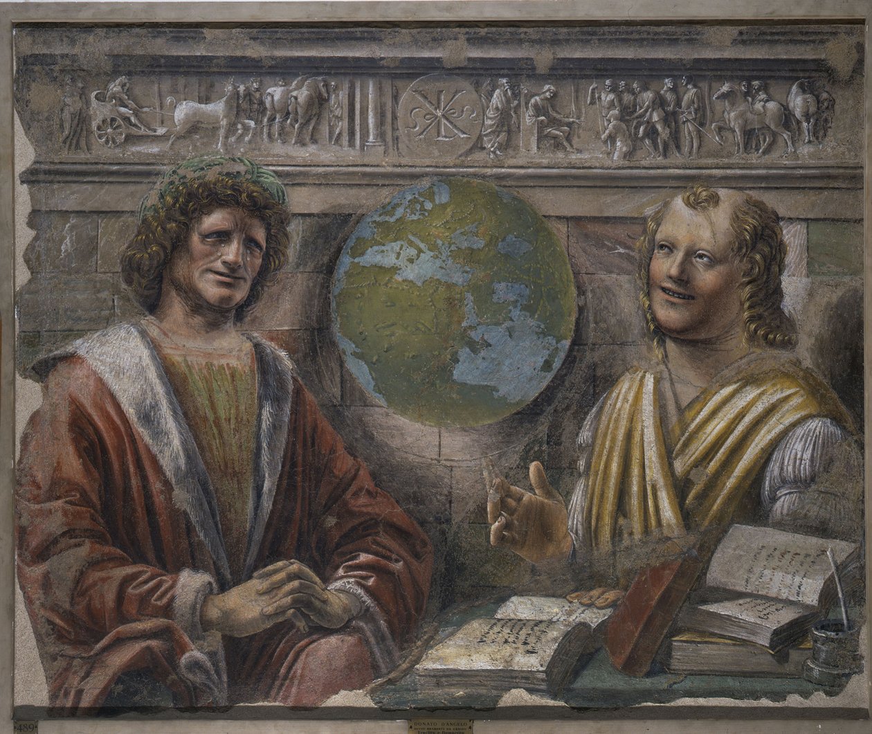 Herakleitos ja Demokritos, 1486 tekijältä Donato Bramante