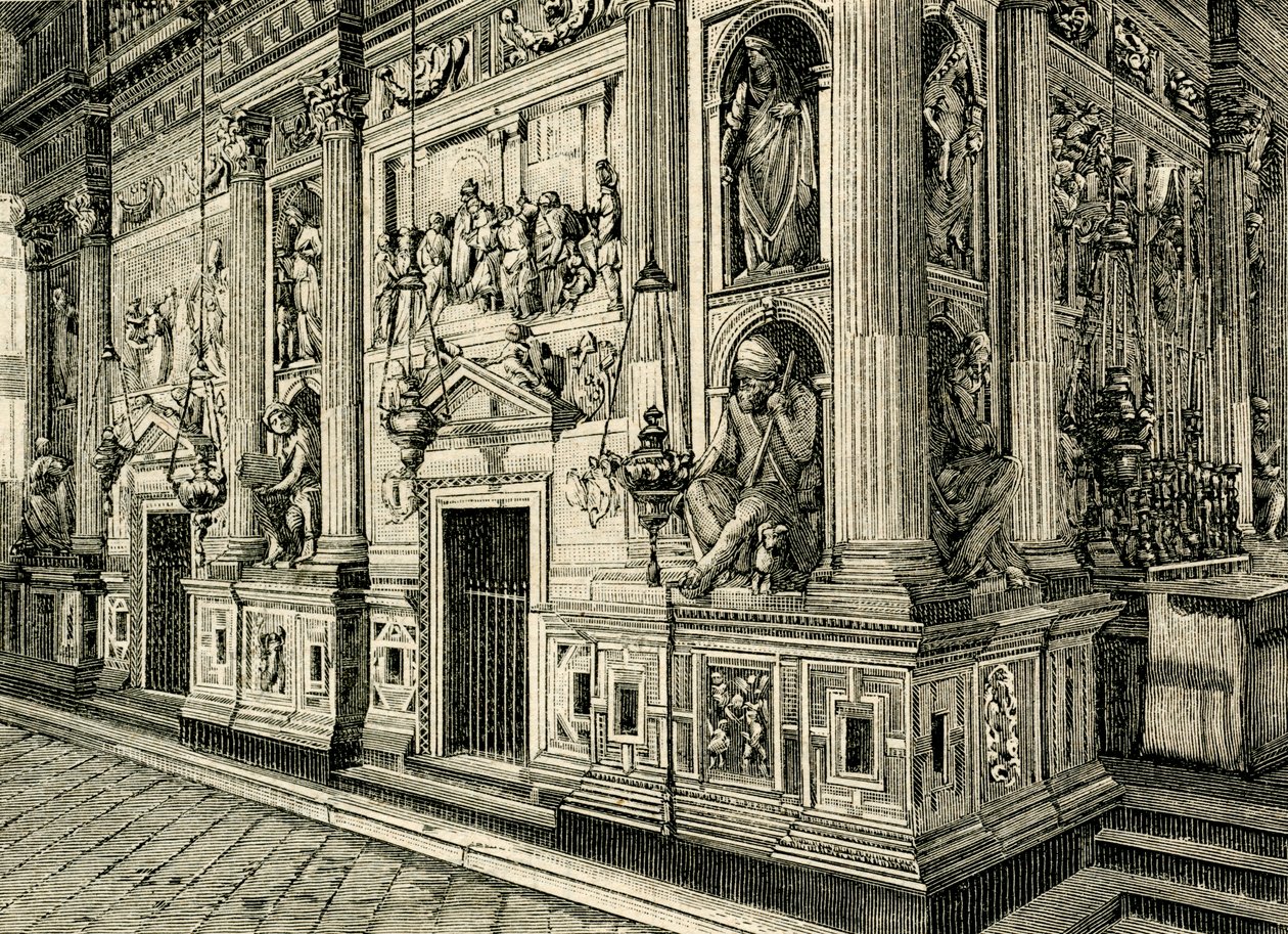 Tela de Mármore da Santa Casa, projetada por Donato Bramante (1444-1514), Santuário da Santa Casa, Loreto, Marche, Itáliafinlandês tekijältä Donato Bramante
