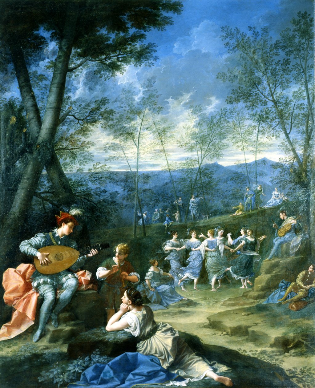 Nymfien tanssi, n. 1725 (öljy kankaalle) tekijältä Donato Creti