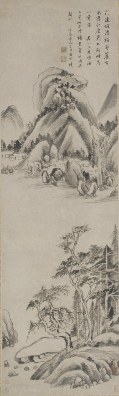 Maisema, Ming-dynastia, 1617 (muste paperille) tekijältä Dong Qichang