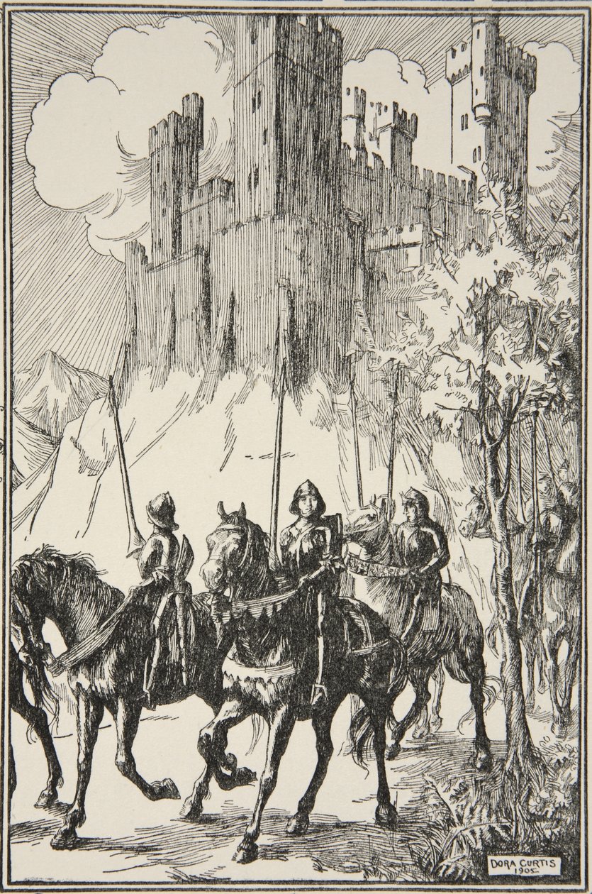 Sir Galahad luostarissa, kuvitus Beatrice Clayn teoksesta 