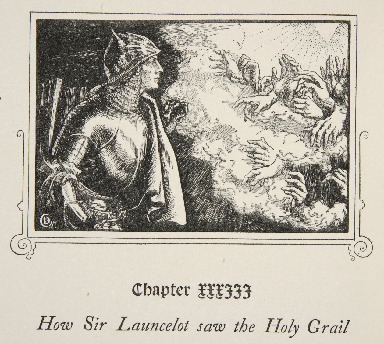 Kuinka Sir Launcelot näki Graalin maljan, kuvitus Beatrice Clayn teoksesta 