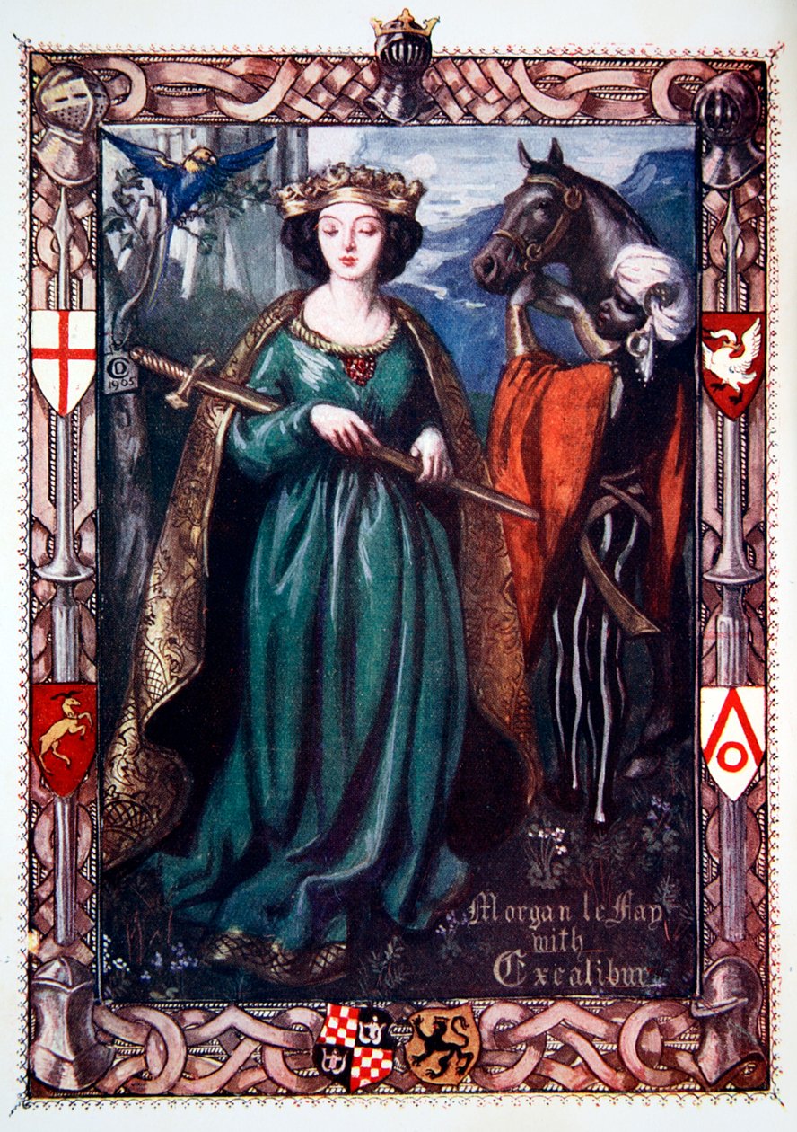 "Morgan le Fay Excaliburin kanssa", 1905. tekijältä Dora Curtis