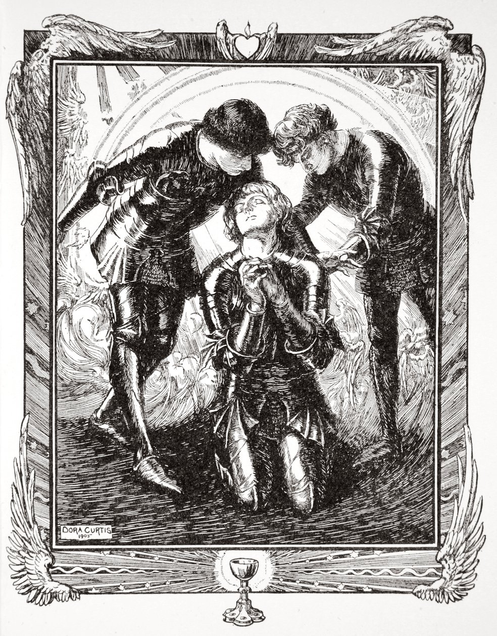 "Sitten he menivät Sir Galahadin luo", 1905. tekijältä Dora Curtis
