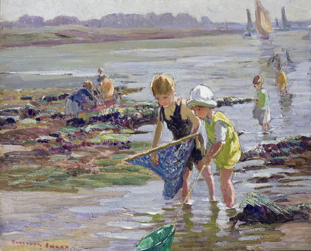 Lapset leikkivät meren rannalla tekijältä Dorothea Sharp