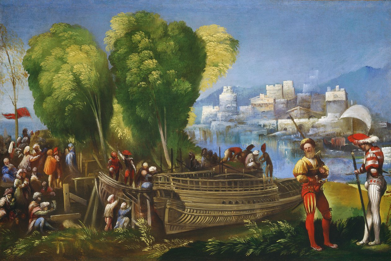 Aeneas ja Achates Libyan rannikolla, noin 1520. tekijältä Dosso Dossi