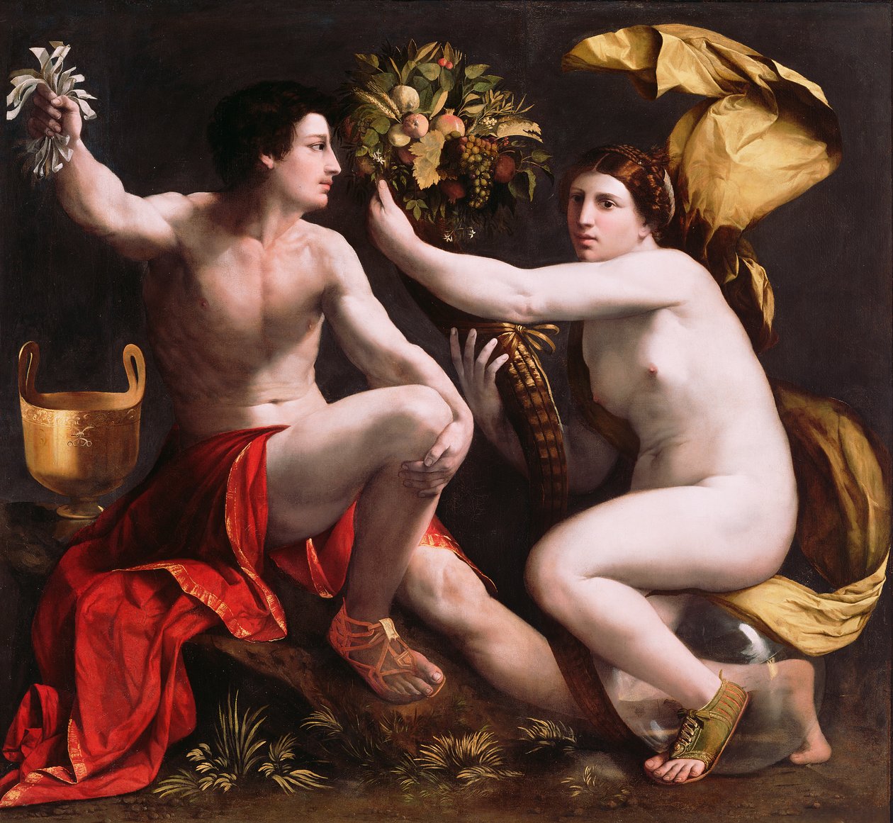 Onnen allegoria, n. 1530 (öljy kankaalle) tekijältä Dosso Dossi