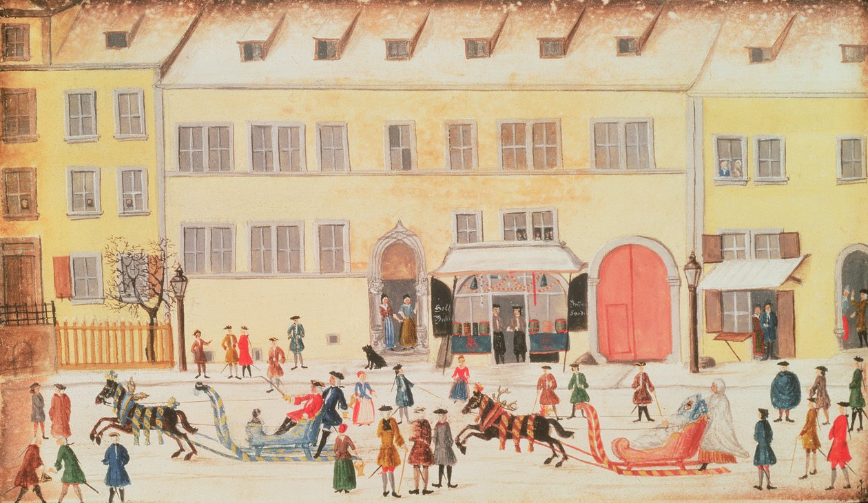 Eger 1451 f.26v Winter Scene Nürnbergissä (akvarelli) tekijältä Dr. J.C. Birckner