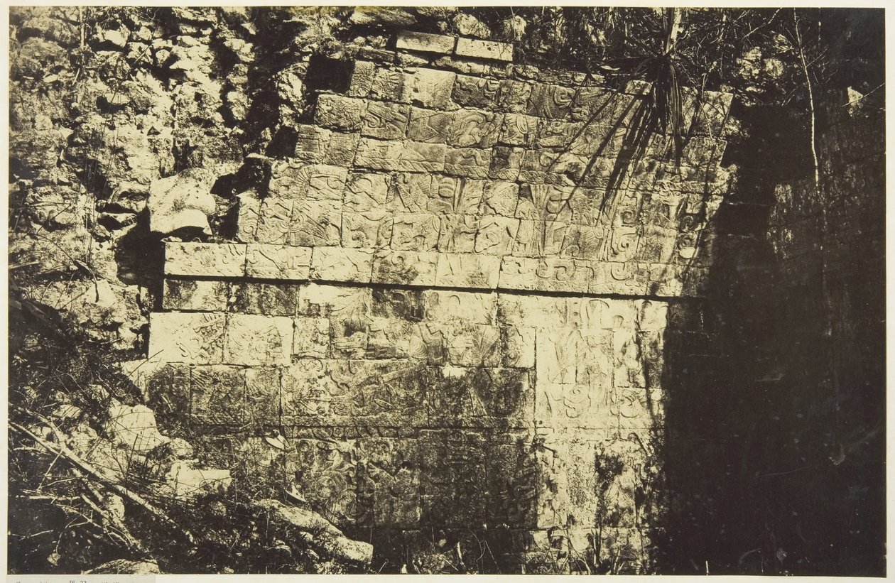Sirkuksen palatsi Chichen-Itzassa, salin sisätilat, 1859. tekijältä Désiré Charnay