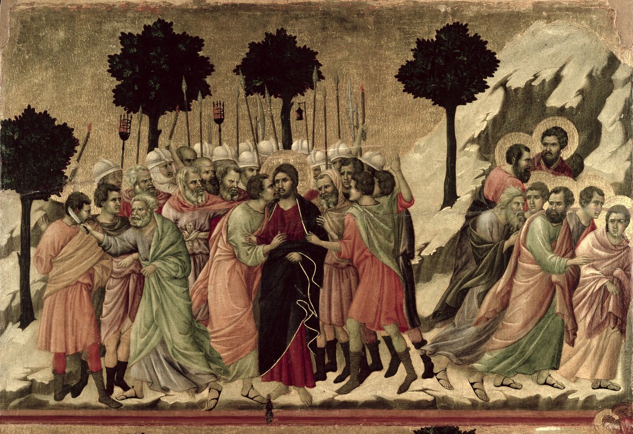 Maesta: Kristuksen pettäminen, 1308-11 tekijältä Duccio di Buoninsegna