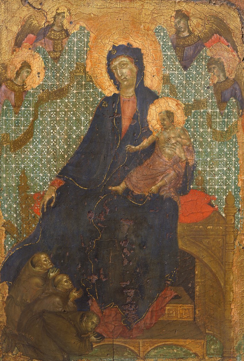 Fransiskaanien Madonna, Duccio di Buoninsegna (n. 1255 - ennen 1319), tempera puulle, 235x16 cm tekijältä Duccio di Buoninsegna