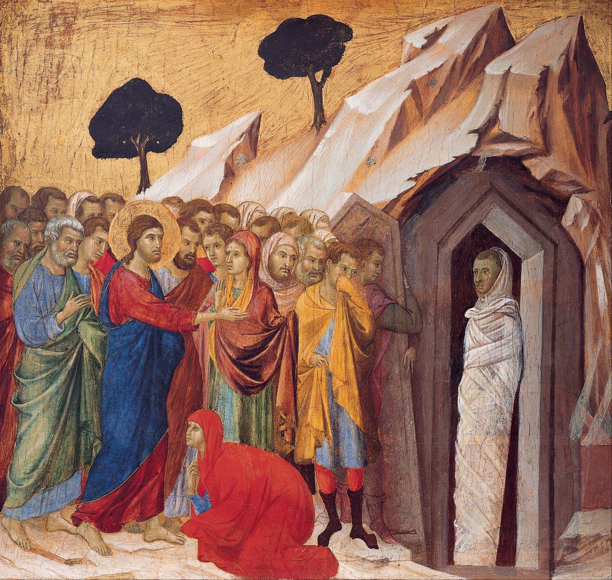 Lasaruksen ylösnousemus tekijältä Duccio di Buoninsegna