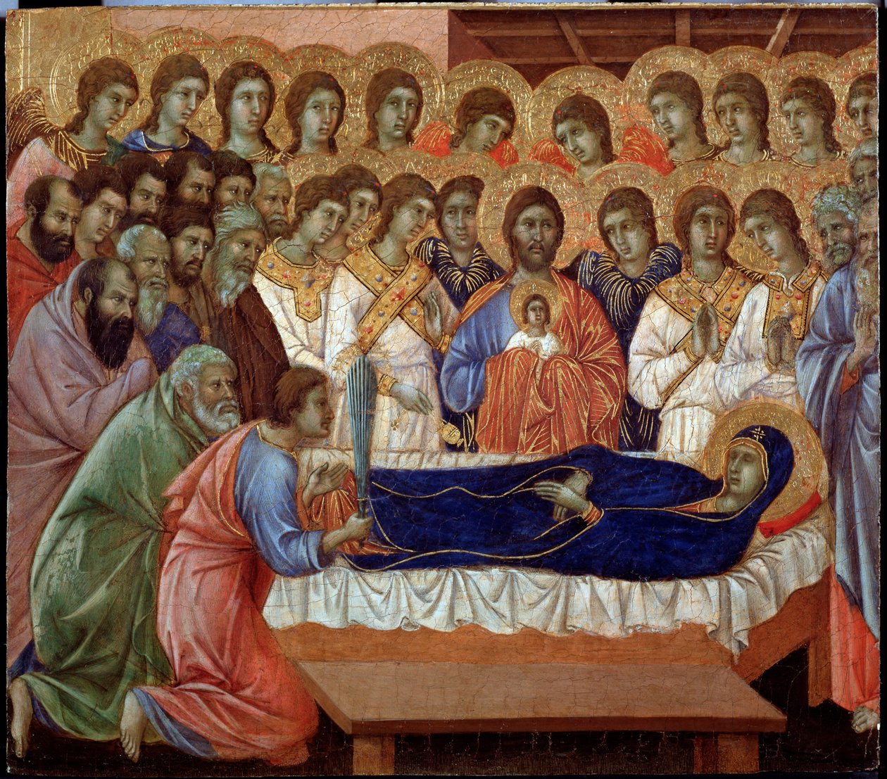 Neitsyen nukkuminen (Maestan yksityiskohta) (Maalaus tekijältä Duccio di Buoninsegna
