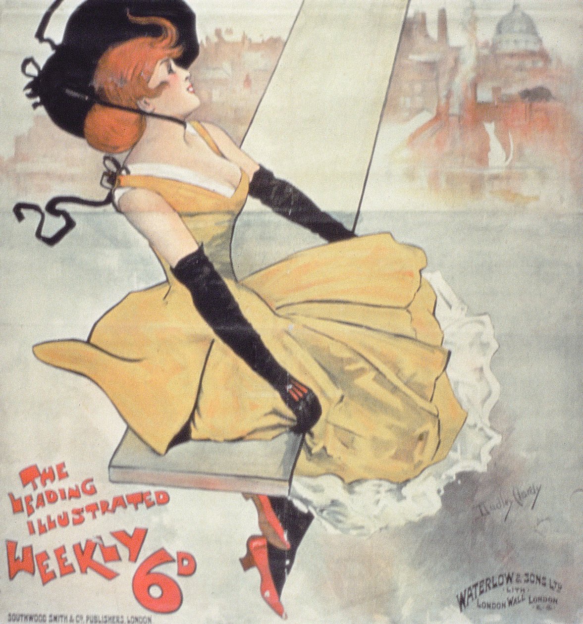 Mainos "The Leading Illustrated Weekly" tekijältä Dudley Hardy