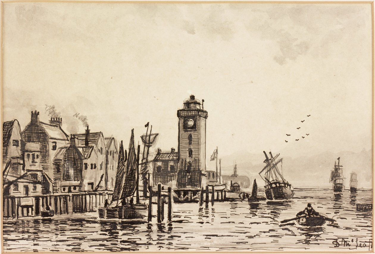 The Low Light, North Shields, 1868 (kortilla musta ja pesumuste) tekijältä Duncan F. McLea