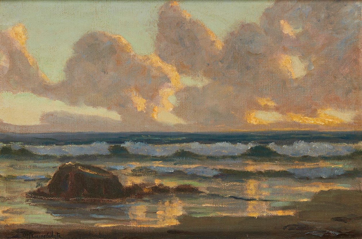 Aaltojen murtuminen, auringonlasku (öljy kankaalle) tekijältä Duncan McGregor Whyte