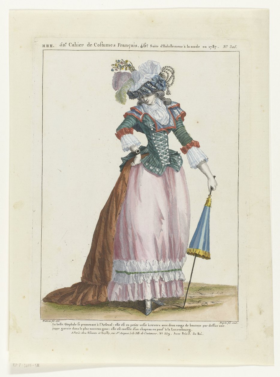 Modes Gallery Ranskan muodin ja pukujen galleria, 1787. HHH.325: La Belle Omphale tekijältä Dupin