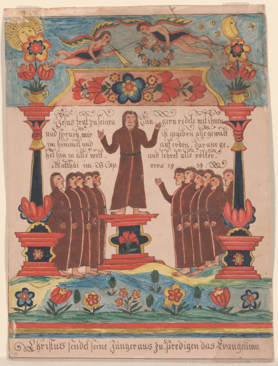 Jeesus meni opetuslastensa luo, n. 1810-20 (kynä ja muste ja wc paperilla) tekijältä Durs Sr. and Rudy, Durs Jr. Rudy