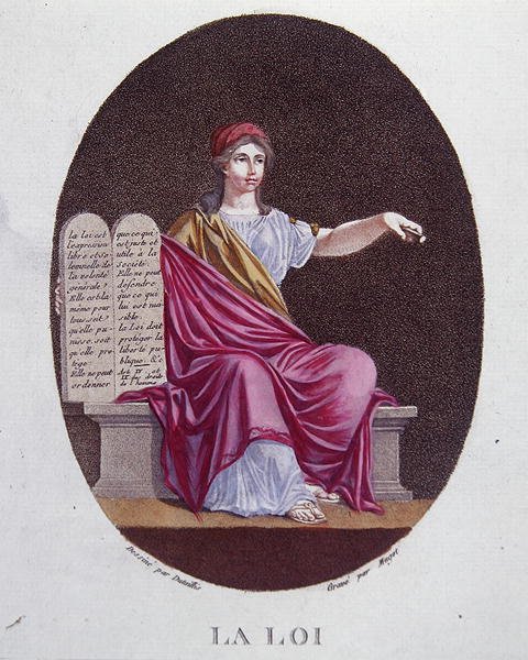 Allegoria laista, noin 1792 (värikaiverrus). tekijältä Dutaillis (after)