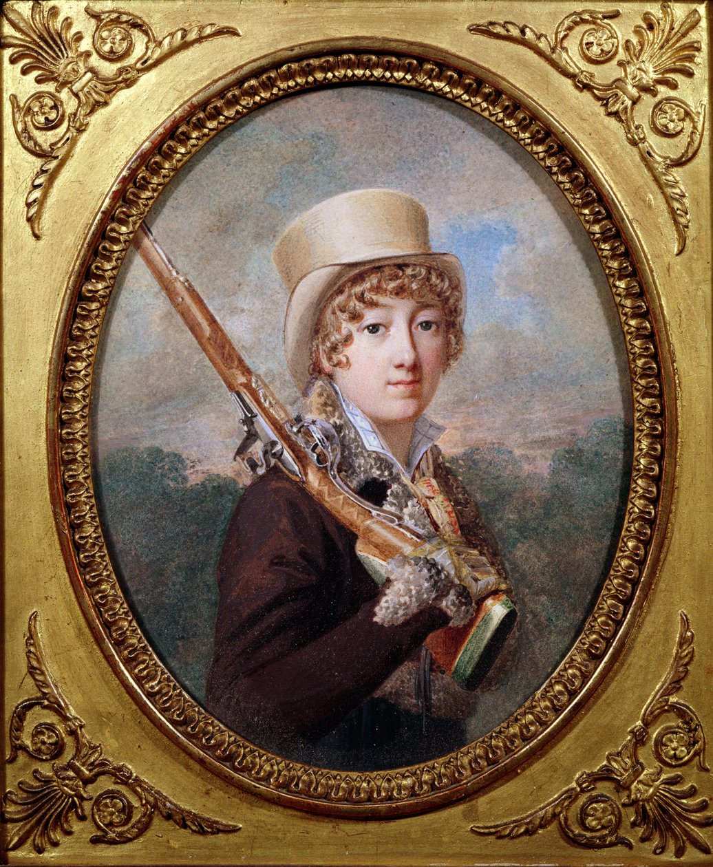 Natalie de Laborde de Mereville, Comtesse Charles de Noailles, Merevillen puistossa, n. 1805 tekijältä Dutailly
