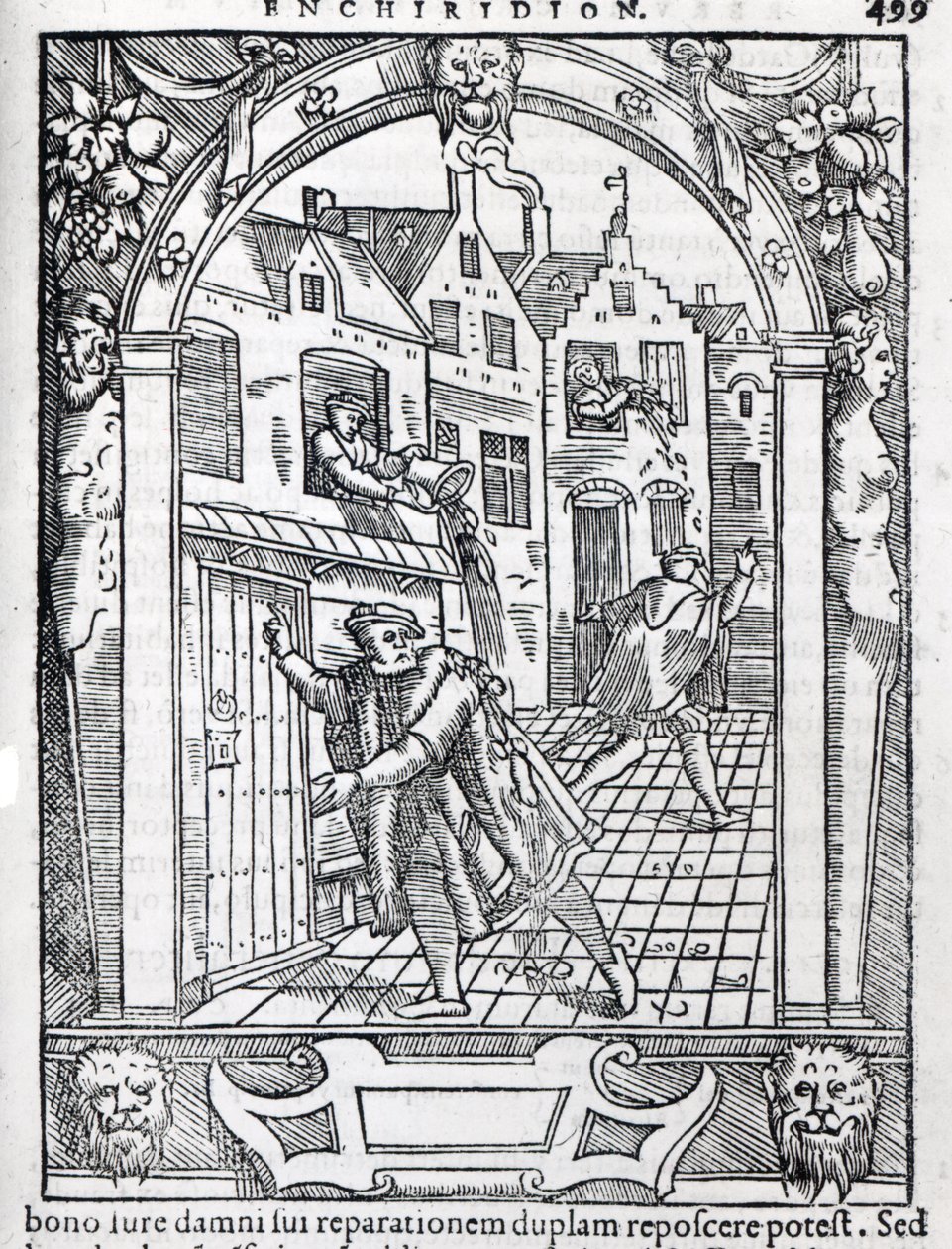 Kammioastioiden tyhjentäminen, kuva Joose de Damhouderin teoksesta Praxis rerum crimeium, 1554 tekijältä Dutch School