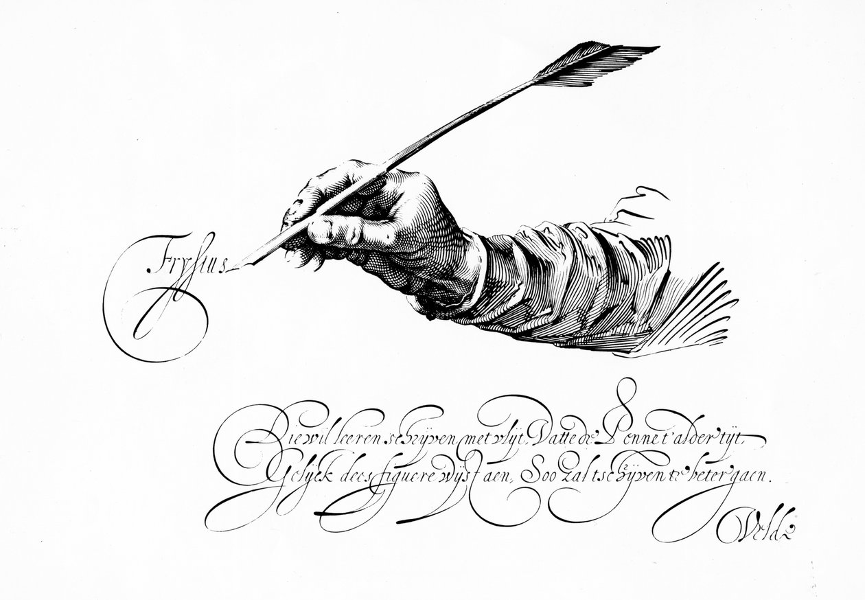 Kuvitus Jan van den Velden teoksesta "Kirjoittamisen taiteen peili", julkaistu 1609 tekijältä Dutch School