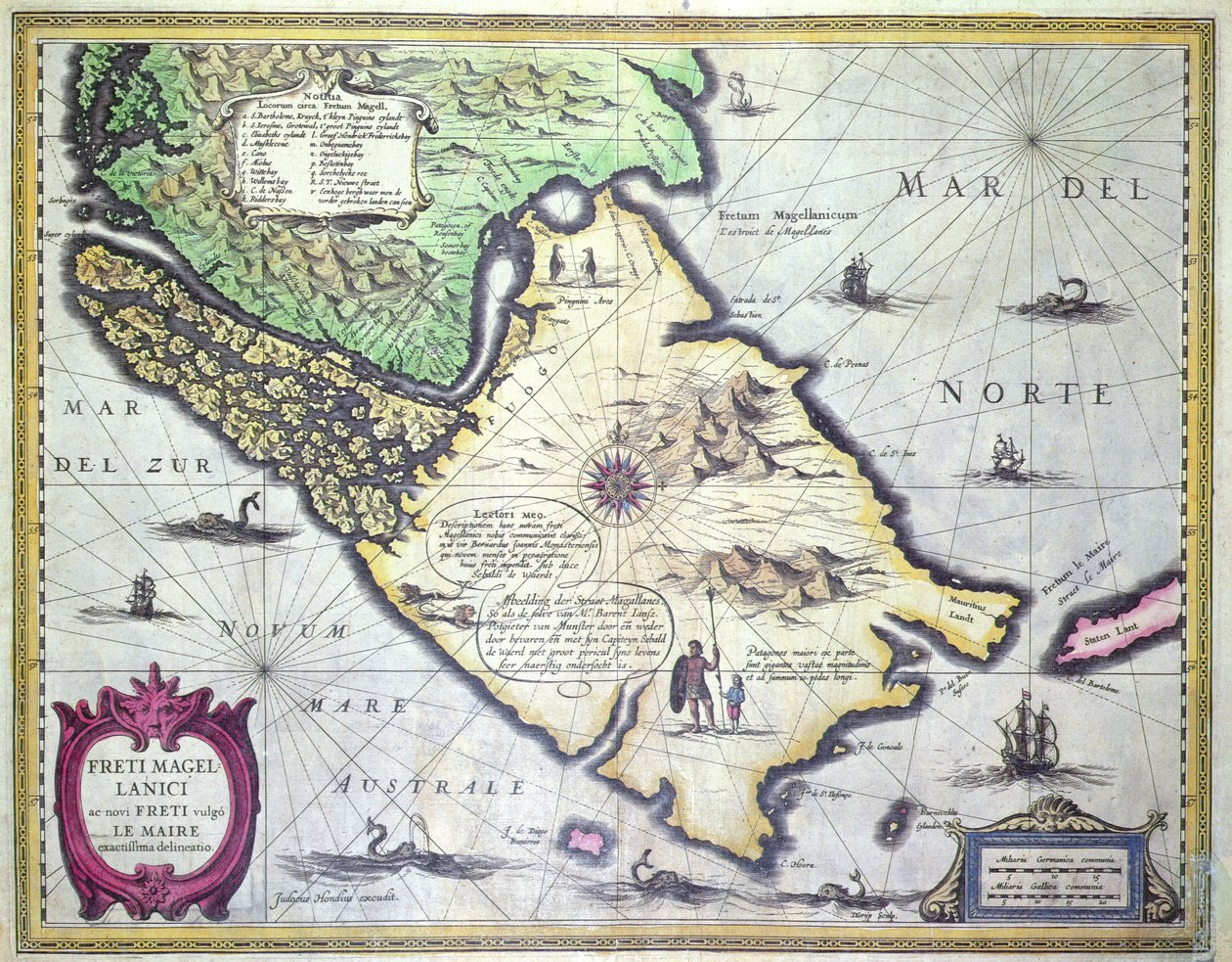 Kartta Magellanin salmista, Patagonia (värikaiverrus) tekijältä Dutch School