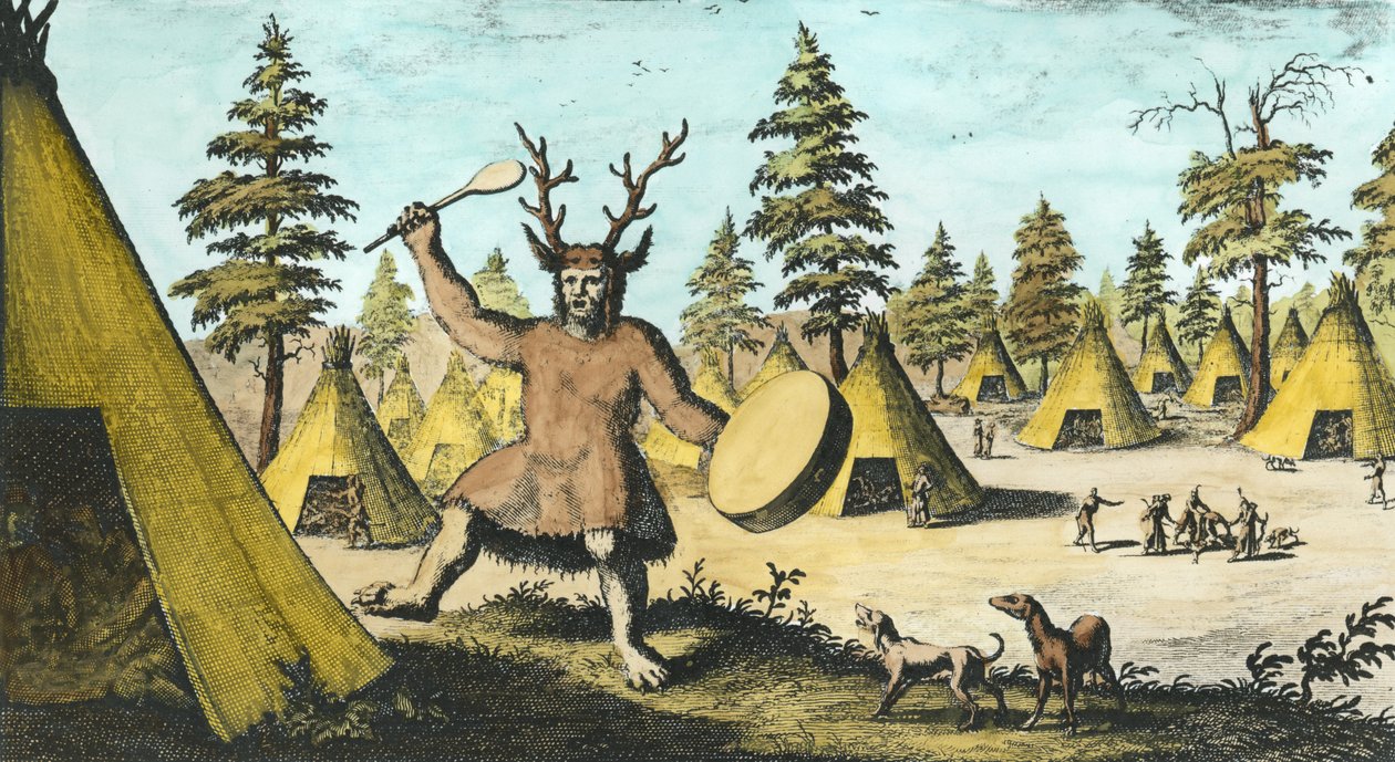 Amerikan intiaanien shamaani (myöhempi väritys) tekijältä Dutch School