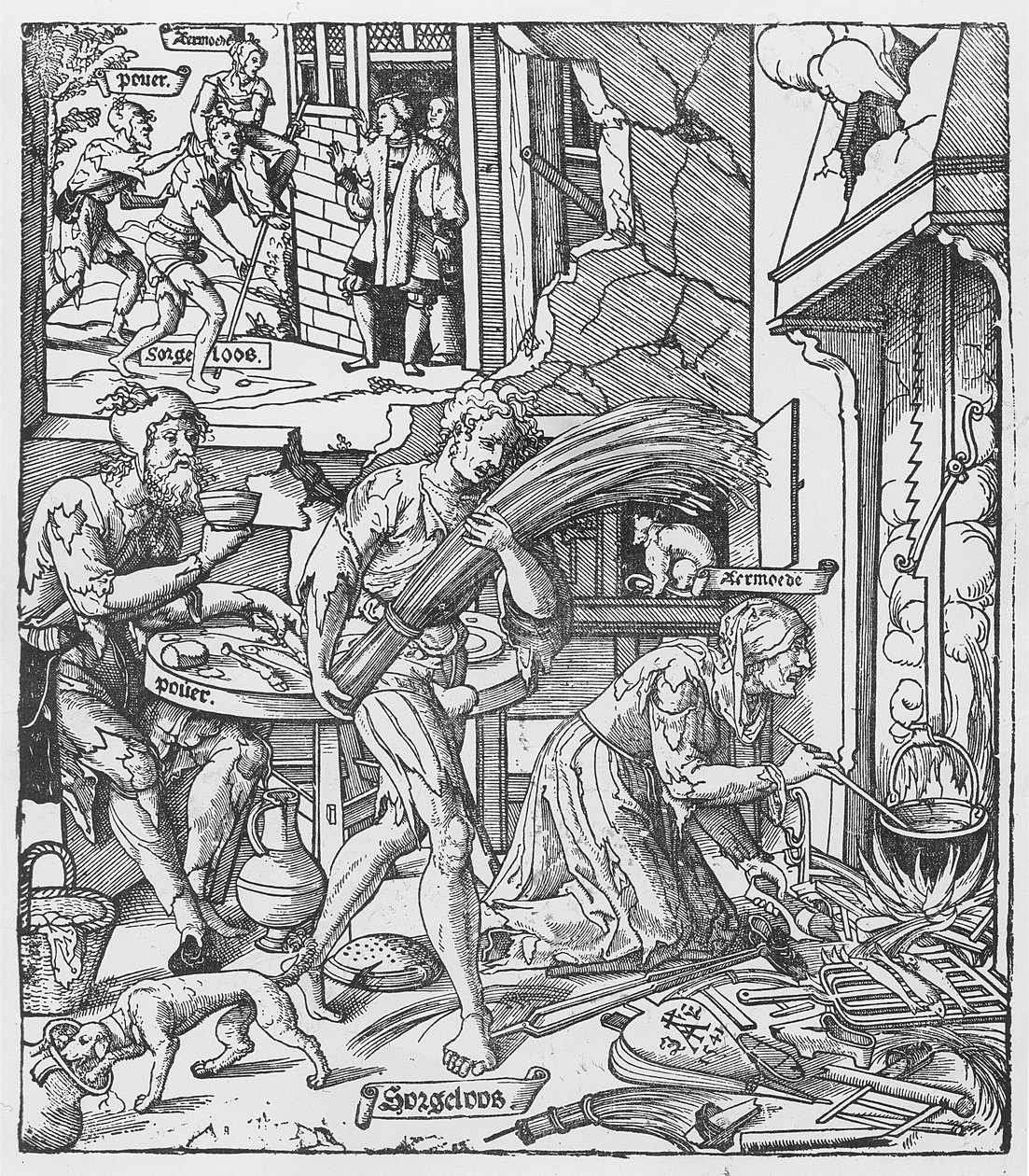 Sorgheloos kantamassa lyhdettä, 1541 tekijältä Dutch School